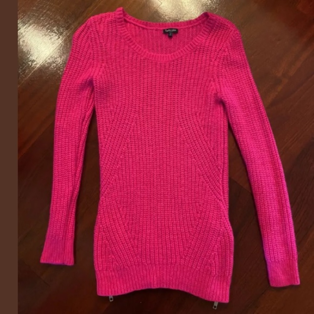 New Splendid hot pink zipper sweater XS